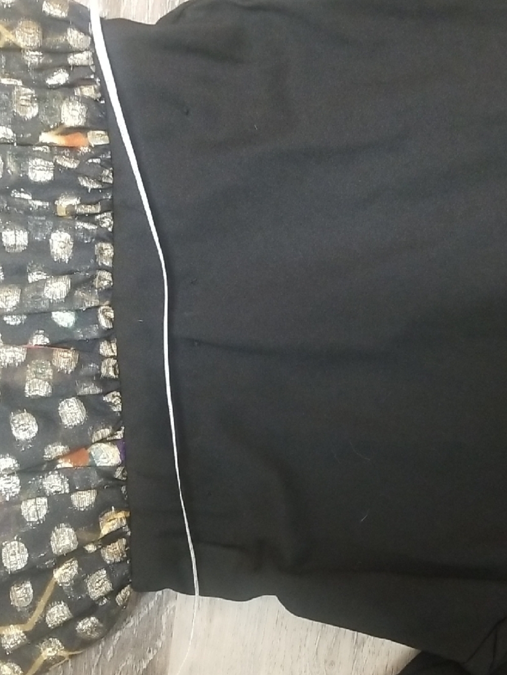 Black Long Sleeve Maxi Dress with Multicolor Metallic Brocade Skirt - Picture 7 of 10